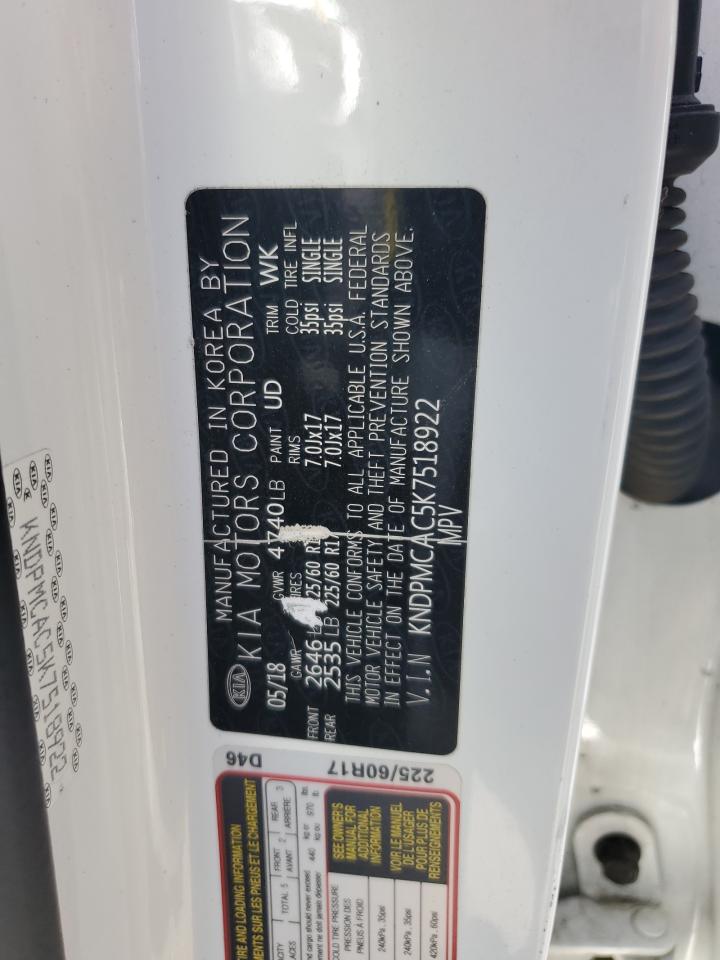 2019 KIA Sportage VIN KNDPMCAC5K7518922 Copart auction photo, side / front end damage thumbnail 12