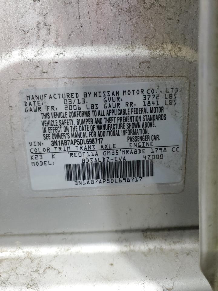 2013 Nissan Sentra VIN 3N1AB7AP5DL698717 Copart auction photo, all over damage thumbnail 13