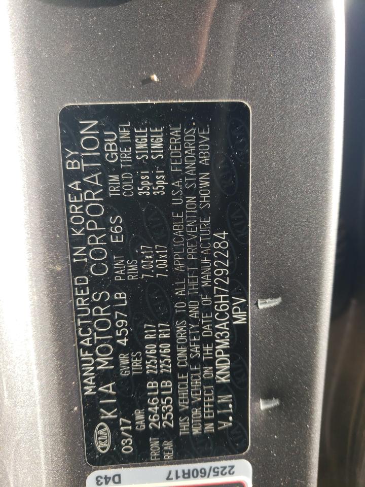 2017 KIA Sportage VIN KNDPM3AC6H7292284 Copart auction photo, front end / side damage thumbnail 15