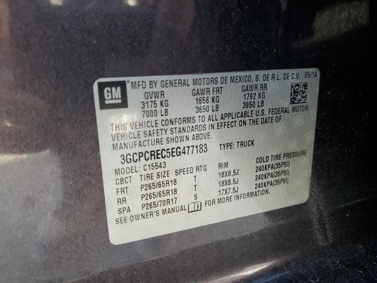 2014 Chevrolet Silverado VIN 3GCPCREC5EG477183 Copart auction photo, front end damage thumbnail 14