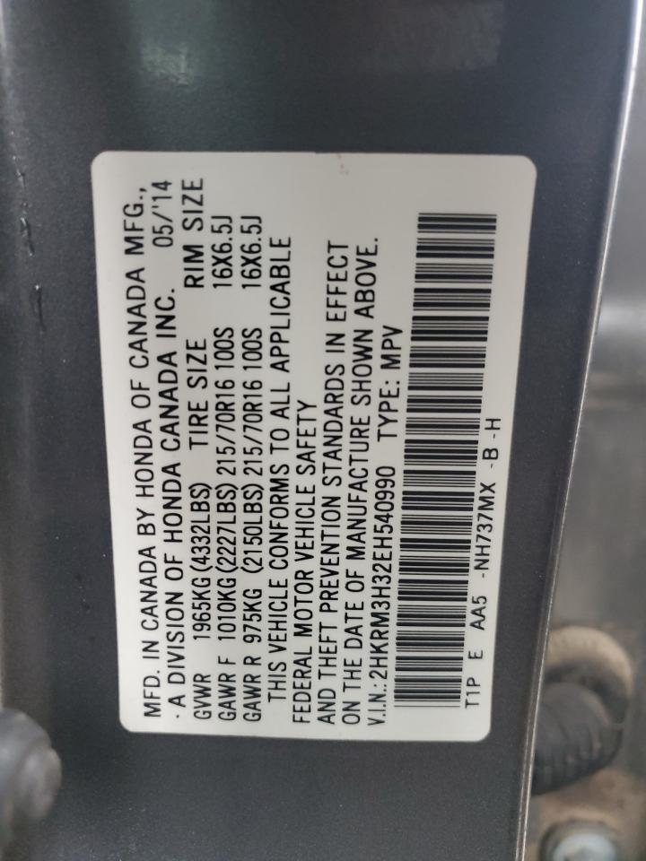 2014 Honda CR-V VIN 2HKRM3H32EH540990 Copart auction photo, front end damage thumbnail 14