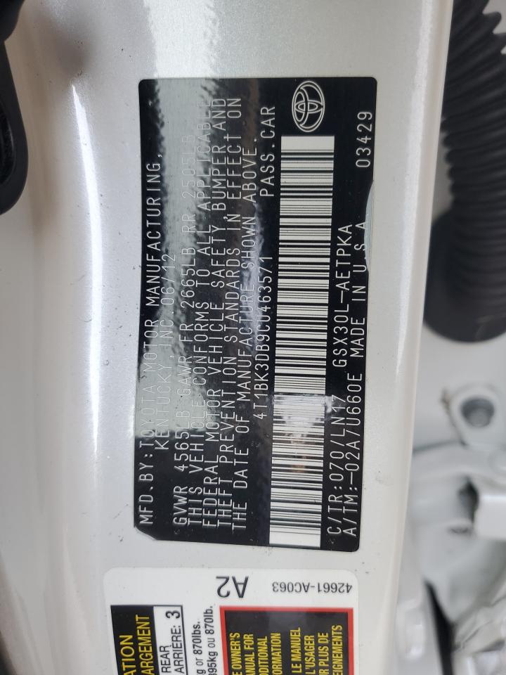 2012 Toyota Avalon VIN 4T1BK3DB9CU463571 Copart auction photo, all over damage thumbnail 12