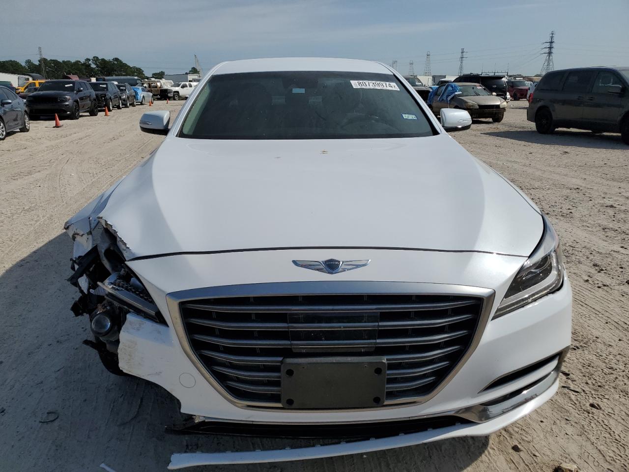 2018 Genesis G80 VIN KMHGN4JE1JU245185 Copart auction photo, front end damage thumbnail 5