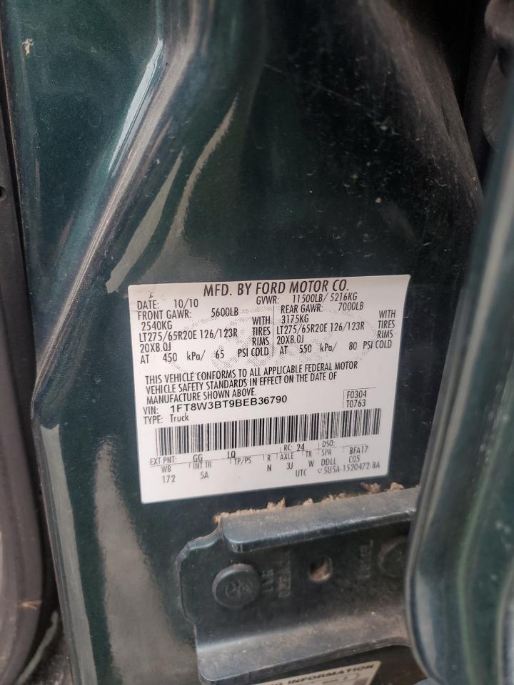 2011 Ford F350 VIN 1FT8W3BT9BEB36790 Copart auction photo, undercarriage / all over damage thumbnail 14
