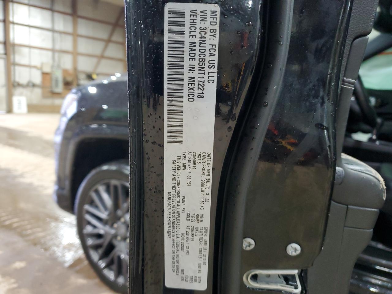 2022 Jeep Compass VIN 3C4NJDCB5NT172218 Copart auction photo, front end / side damage thumbnail 15