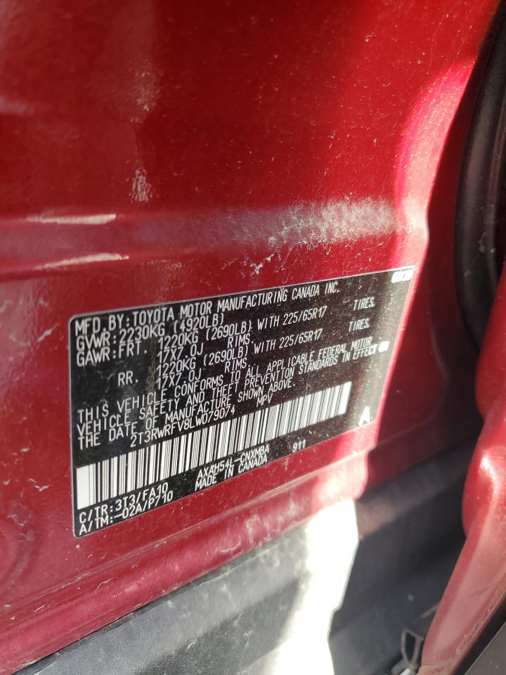 2020 Toyota RAV 4 VIN 2T3RWRFV8LW079074 Copart auction photo, front end / minor dent/scratches damage thumbnail 14