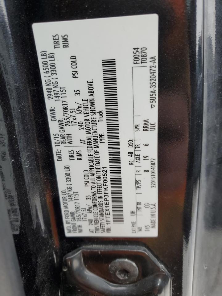 2015 Ford F-150 VIN 1FTEX1EP3FKF00521 Copart auction photo, front end damage thumbnail 12