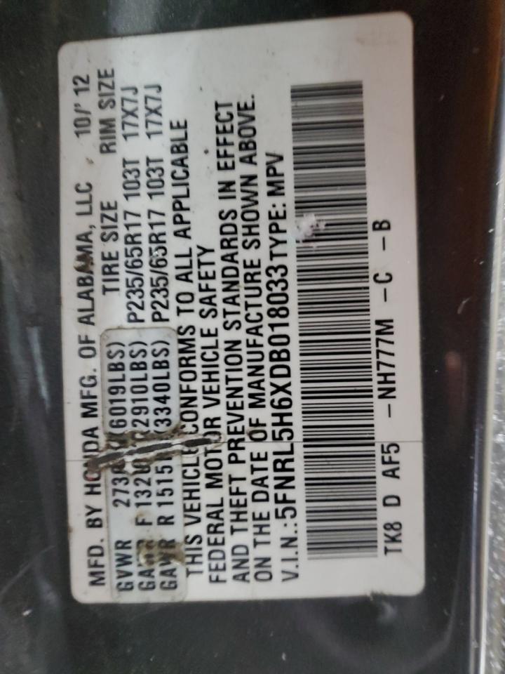 2013 Honda Odyssey VIN 5FNRL5H6XDB018033 Copart auction photo, side / minor dent/scratches damage thumbnail 14