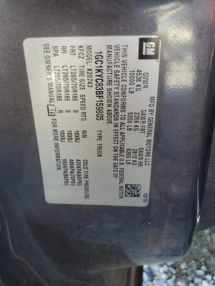 2011 Chevrolet Silverado VIN 1GC1KYC83BF159805 Copart auction photo, front end damage thumbnail 12