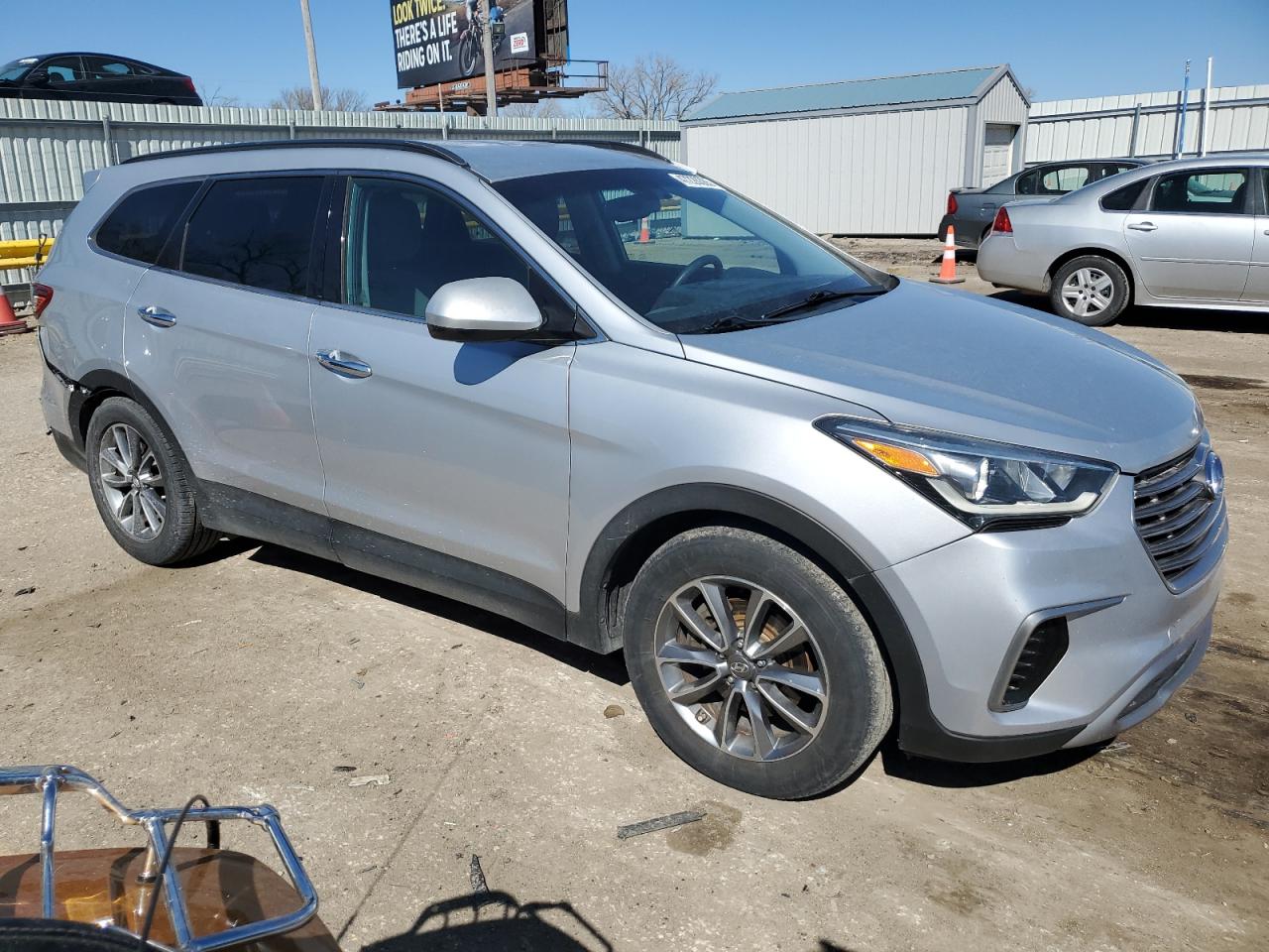 2017 Hyundai Santa Fe VIN KM8SM4HF6HU183739 Copart auction photo, rear end / side damage thumbnail 4