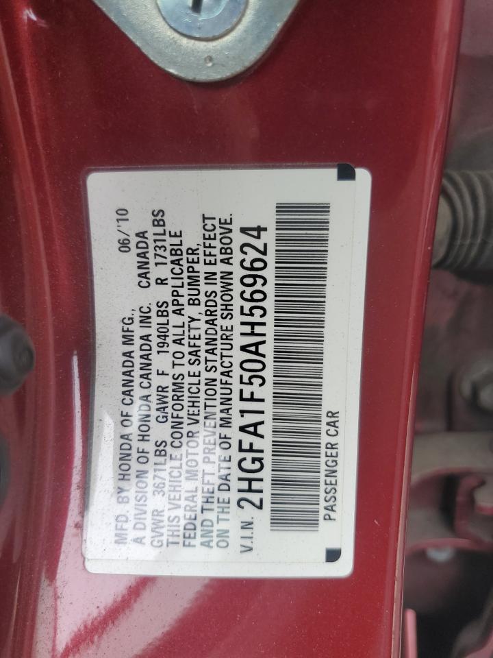 2010 Honda Civic VIN 2HGFA1F50AH569624 Copart auction photo, all over damage thumbnail 12