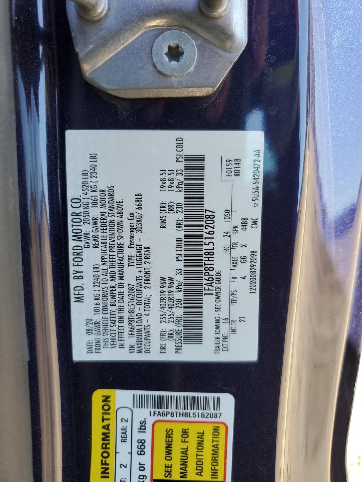 2020 Ford Mustang VIN 1FA6P8TH8L5162087 Copart auction photo, front end damage thumbnail 14