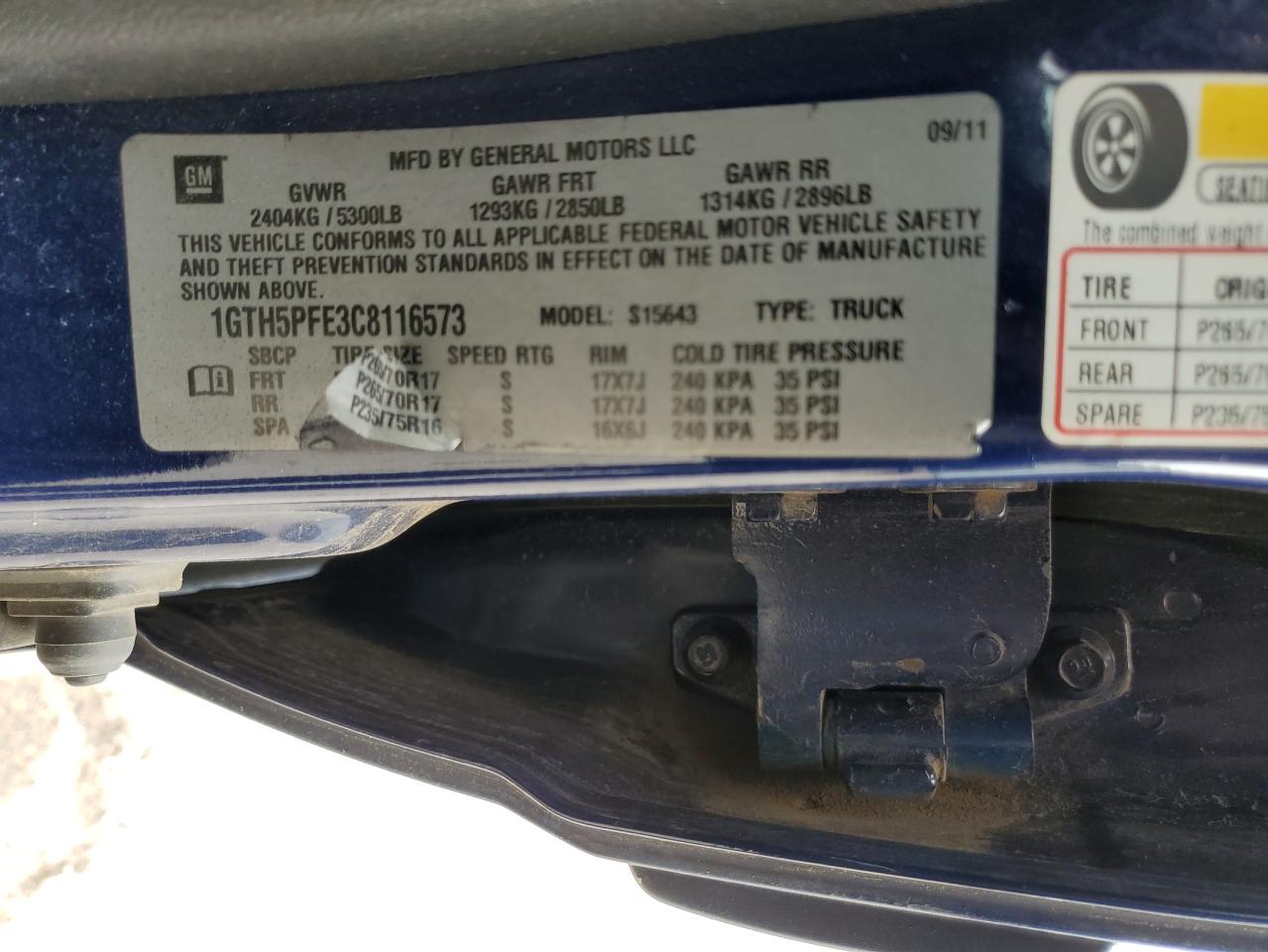 2012 GMC Canyon VIN 1GTH5PFE3C8116573 Copart auction photo, front end damage thumbnail 13
