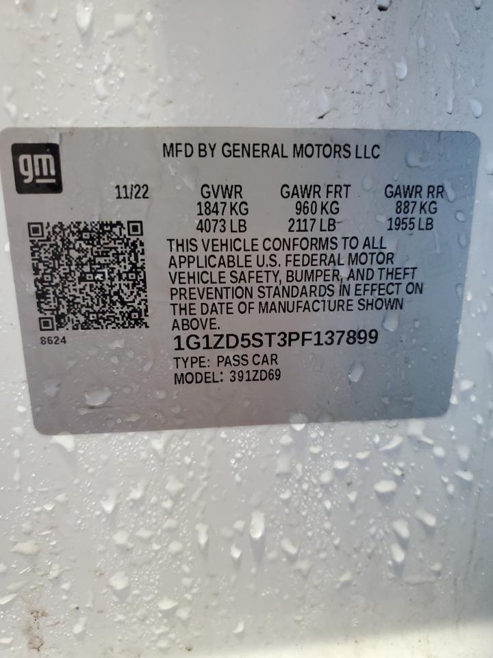 2023 Chevrolet Malibu VIN 1G1ZD5ST3PF137899 Copart auction photo, front end / mechanical damage thumbnail 12
