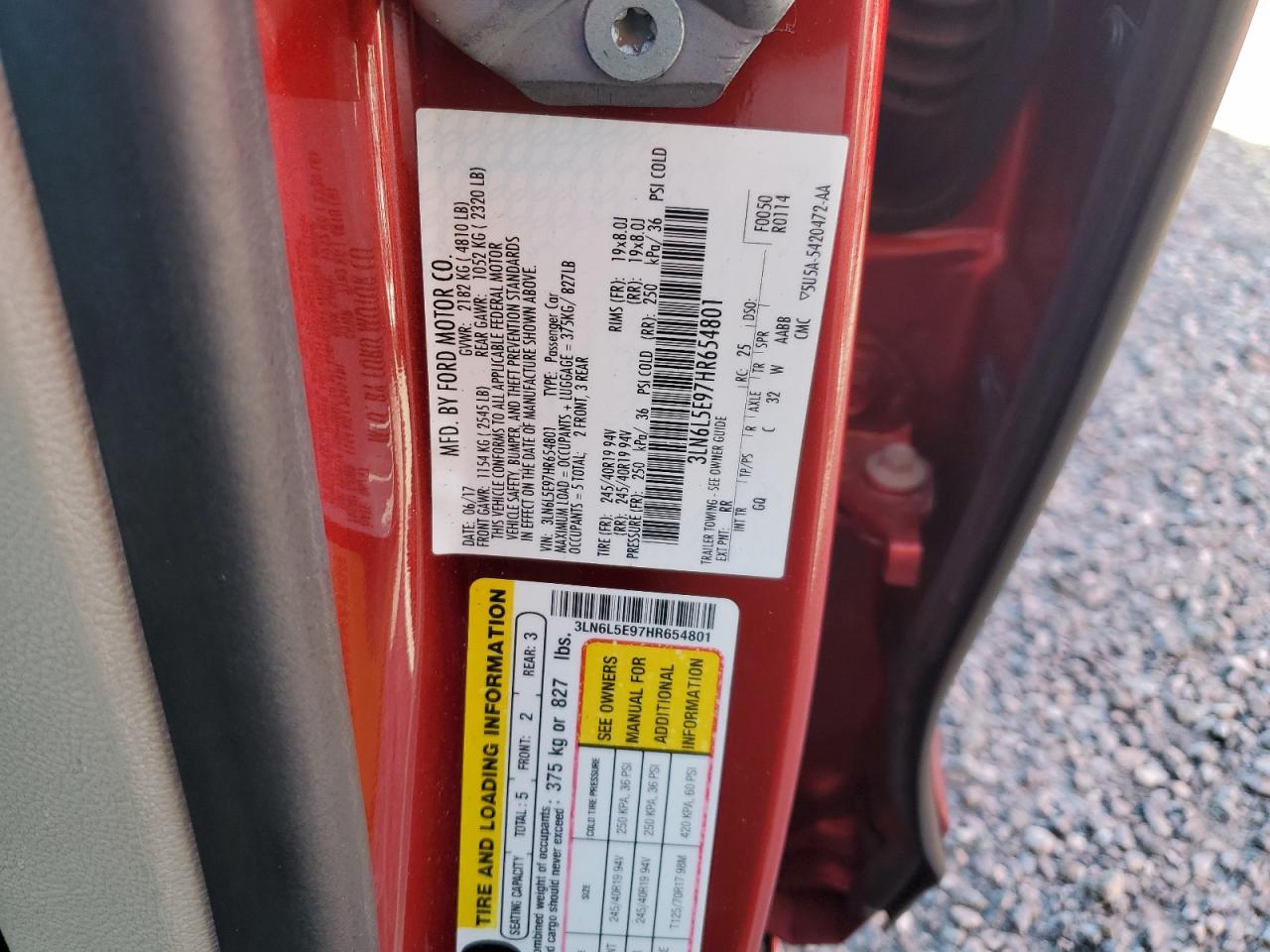 2017 Lincoln MKZ VIN 3LN6L5E97HR654801 Copart auction photo, water/flood damage thumbnail 13