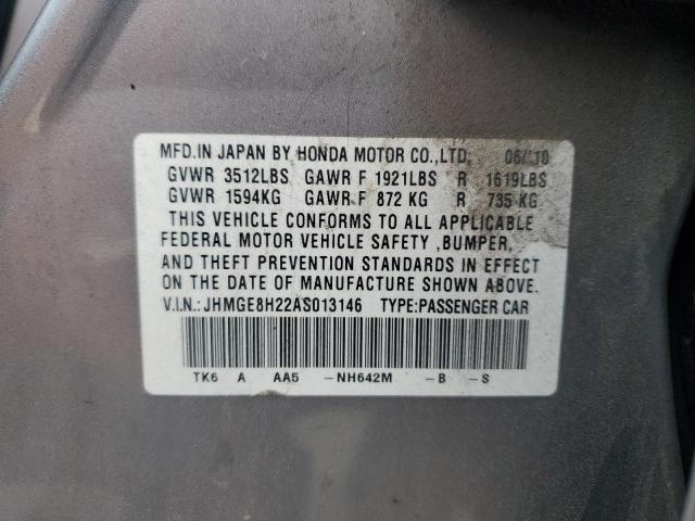 2010 Honda Fit VIN JHMGE8H22AS013146 Copart auction photo, front end damage thumbnail 12
