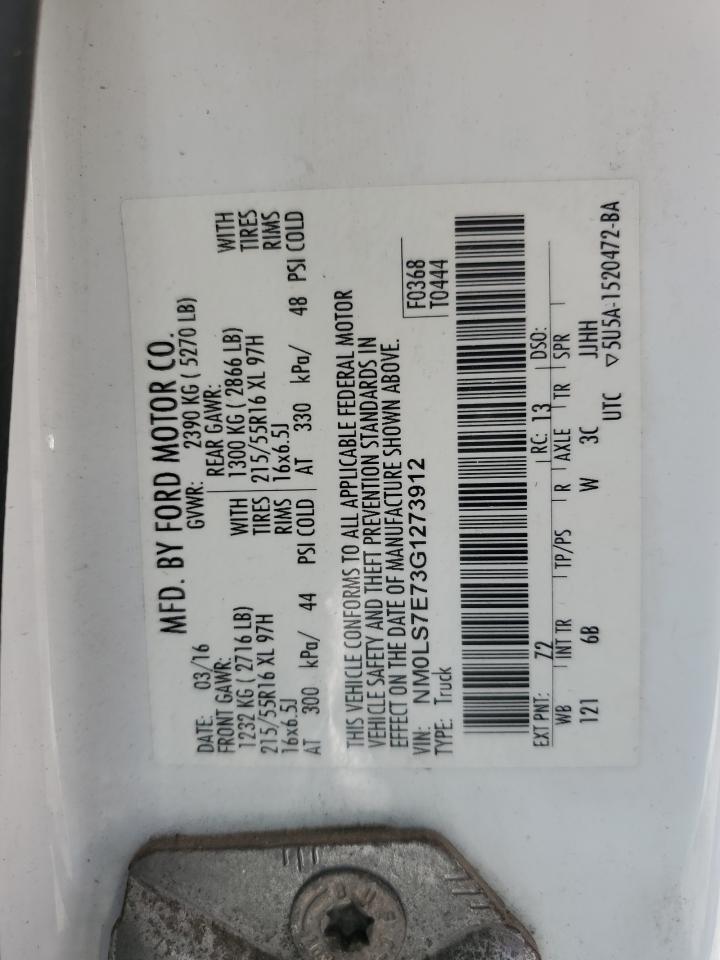2016 Ford Transit VIN NM0LS7E73G1273912 Copart auction photo, all over / minor dent/scratches damage thumbnail 13
