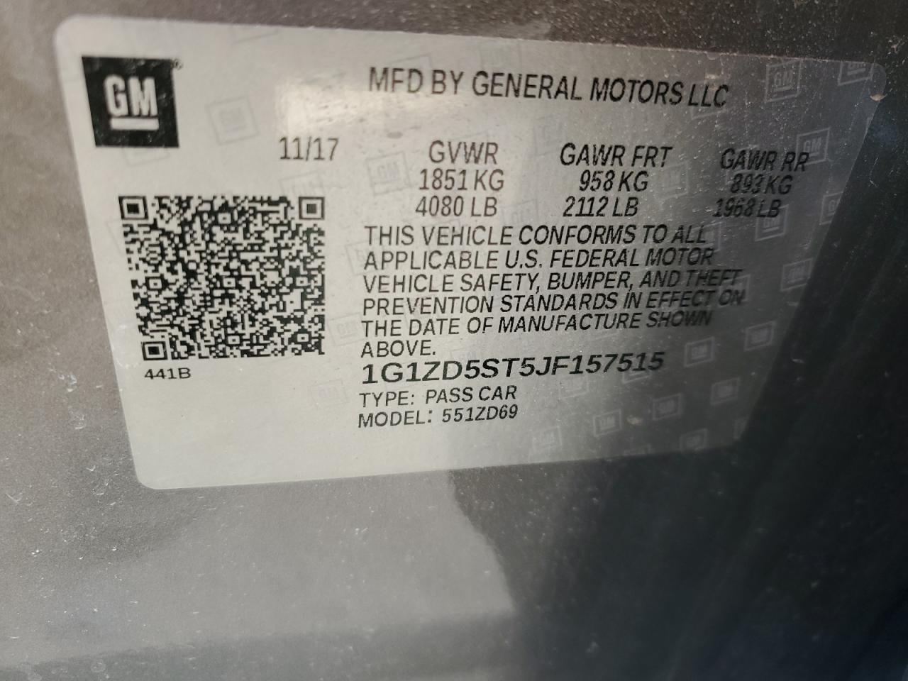 2018 Chevrolet Malibu VIN 1G1ZD5ST5JF157515 Copart auction photo, front end damage thumbnail 12