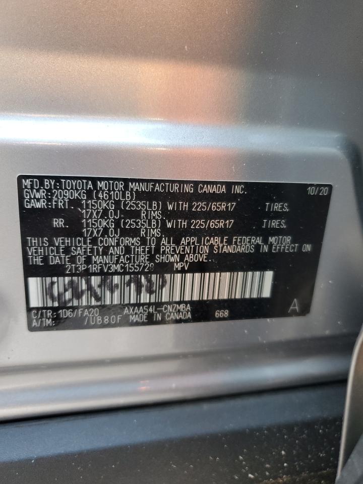 2021 Toyota RAV 4 VIN 2T3P1RFV3MC155728 Copart auction photo, front end / side damage thumbnail 13