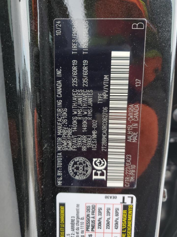 2024 Lexus RX VIN 2T2BBMCA0RC062706 Copart auction photo, vandalism / side damage thumbnail 14