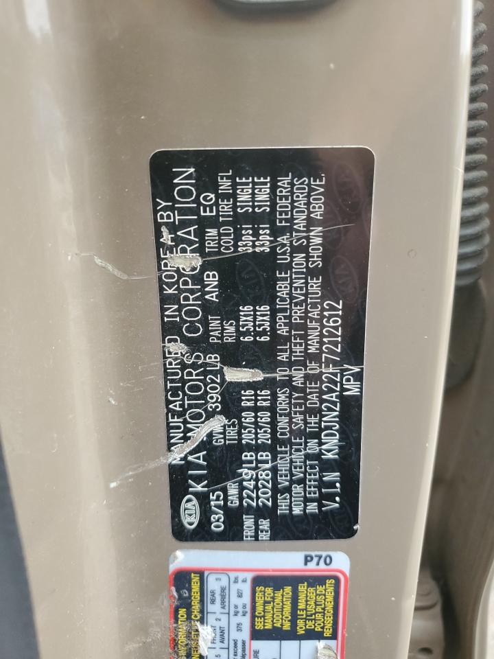 2015 KIA Soul VIN KNDJN2A22F7212612 Copart auction photo, front end damage thumbnail 15