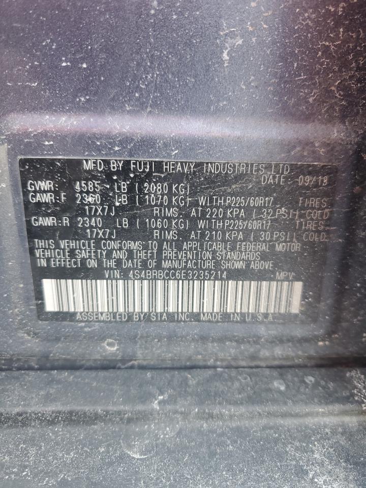 2014 Subaru Outback VIN 4S4BRBCC6E3235214 Copart auction photo, front end / all over damage thumbnail 12