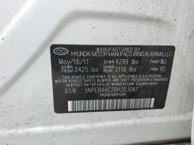 2011 Hyundai Sonata VIN 5NPEB4AC2BH303061 Copart auction photo, rear end / front end damage thumbnail 12