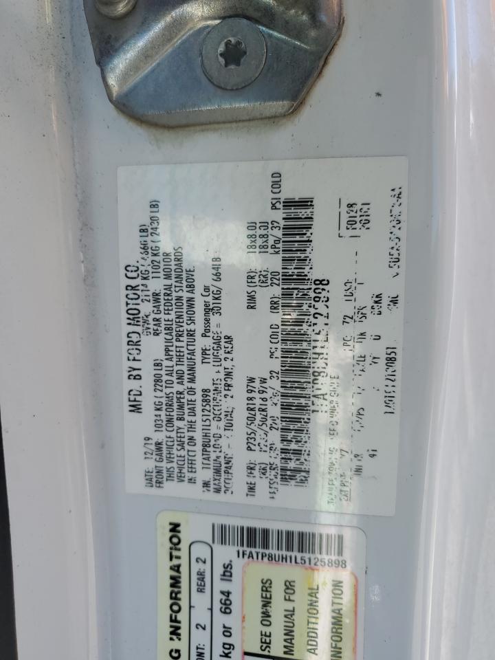 2020 Ford Mustang VIN 1FATP8UH1L5125898 Copart auction photo, front end / side damage thumbnail 14