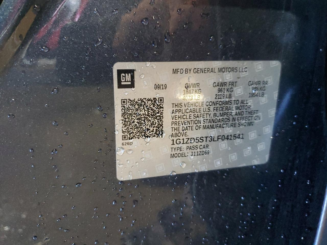 2020 Chevrolet Malibu VIN 1G1ZD5ST3LF041541 Copart auction photo, front end damage thumbnail 12