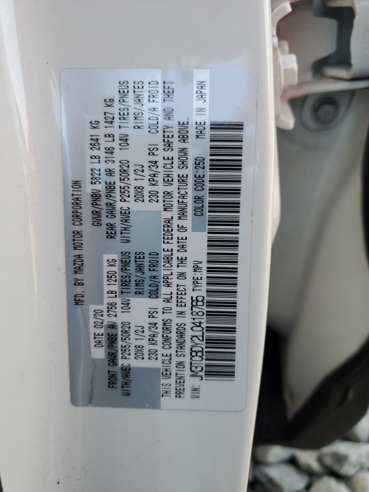 2020 Mazda CX-9 VIN JM3TCBDY2L0418765 Copart auction photo, rear end damage thumbnail 15