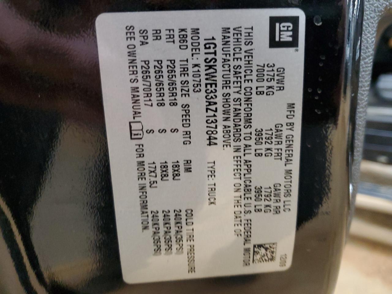 2010 GMC Sierra VIN 1GTSKWE33AZ137844 Copart auction photo, front end damage thumbnail 12