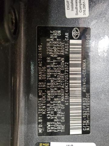 2007 Toyota Camry VIN 4T1BE46K27U573572 Copart auction photo, front end damage thumbnail 13