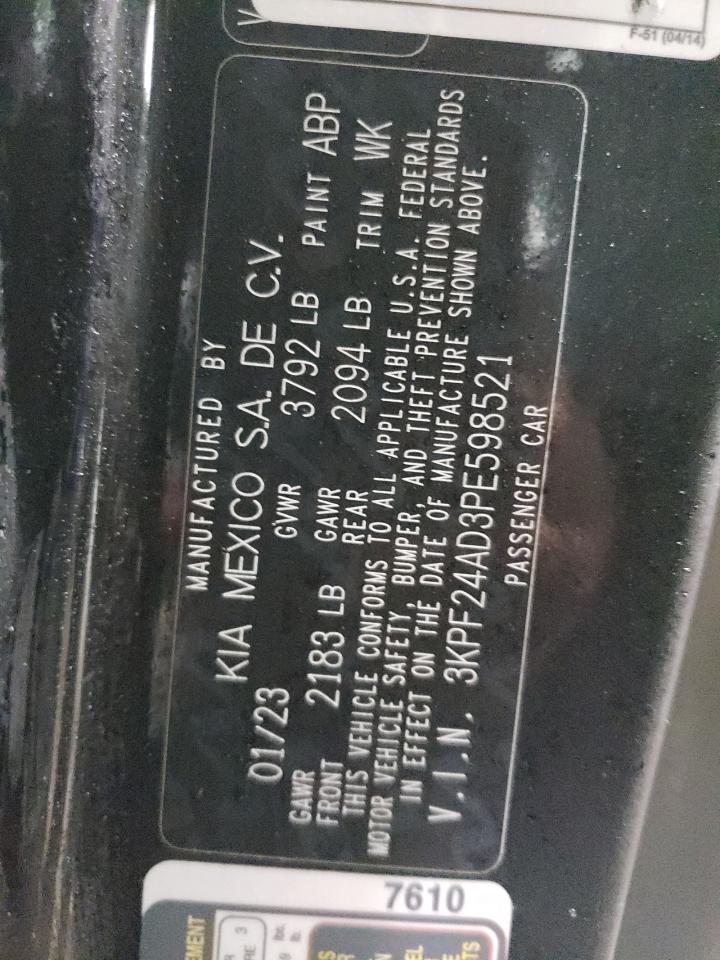 2023 KIA Forte VIN 3KPF24AD3PE598521 Copart auction photo, all over damage thumbnail 13