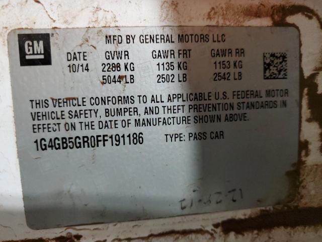 2015 Buick LaCrosse VIN 1G4GB5GR0FF191186 Copart auction photo, front end damage thumbnail 12