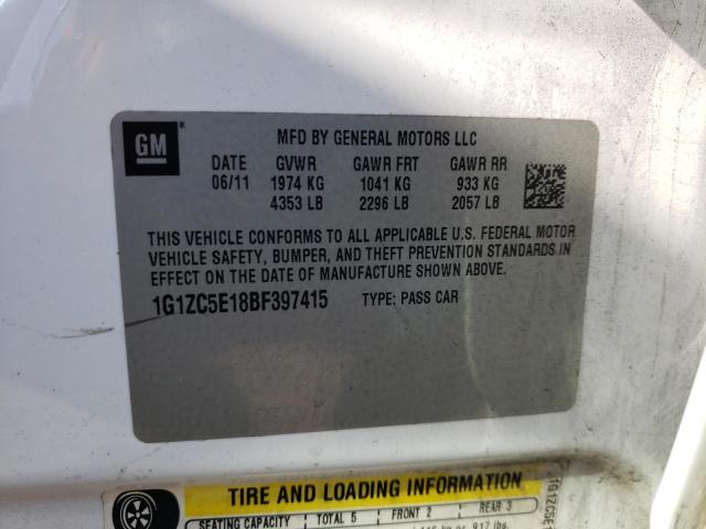 2011 Chevrolet Malibu VIN 1G1ZC5E18BF397415 Copart auction photo, front end / side damage thumbnail 12
