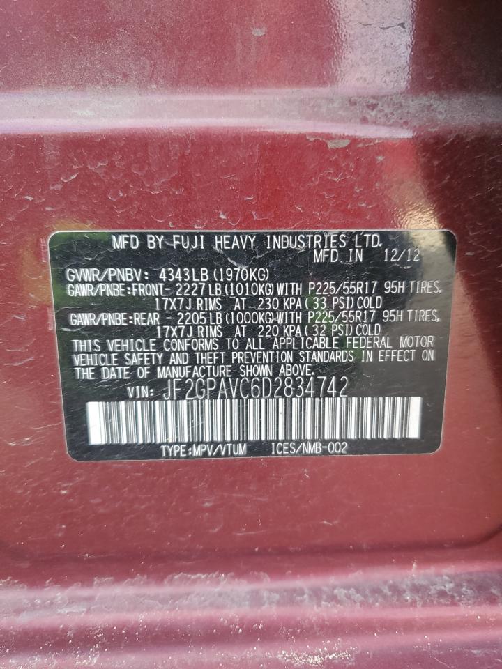 2013 Subaru XV VIN JF2GPAVC6D2834742 Copart auction photo, front end damage thumbnail 15