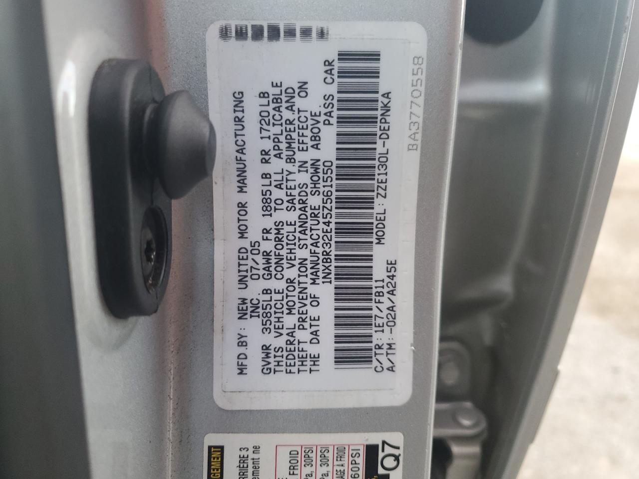 2005 Toyota Corolla VIN 1NXBR32E45Z561550 Copart auction photo, front end damage thumbnail 12