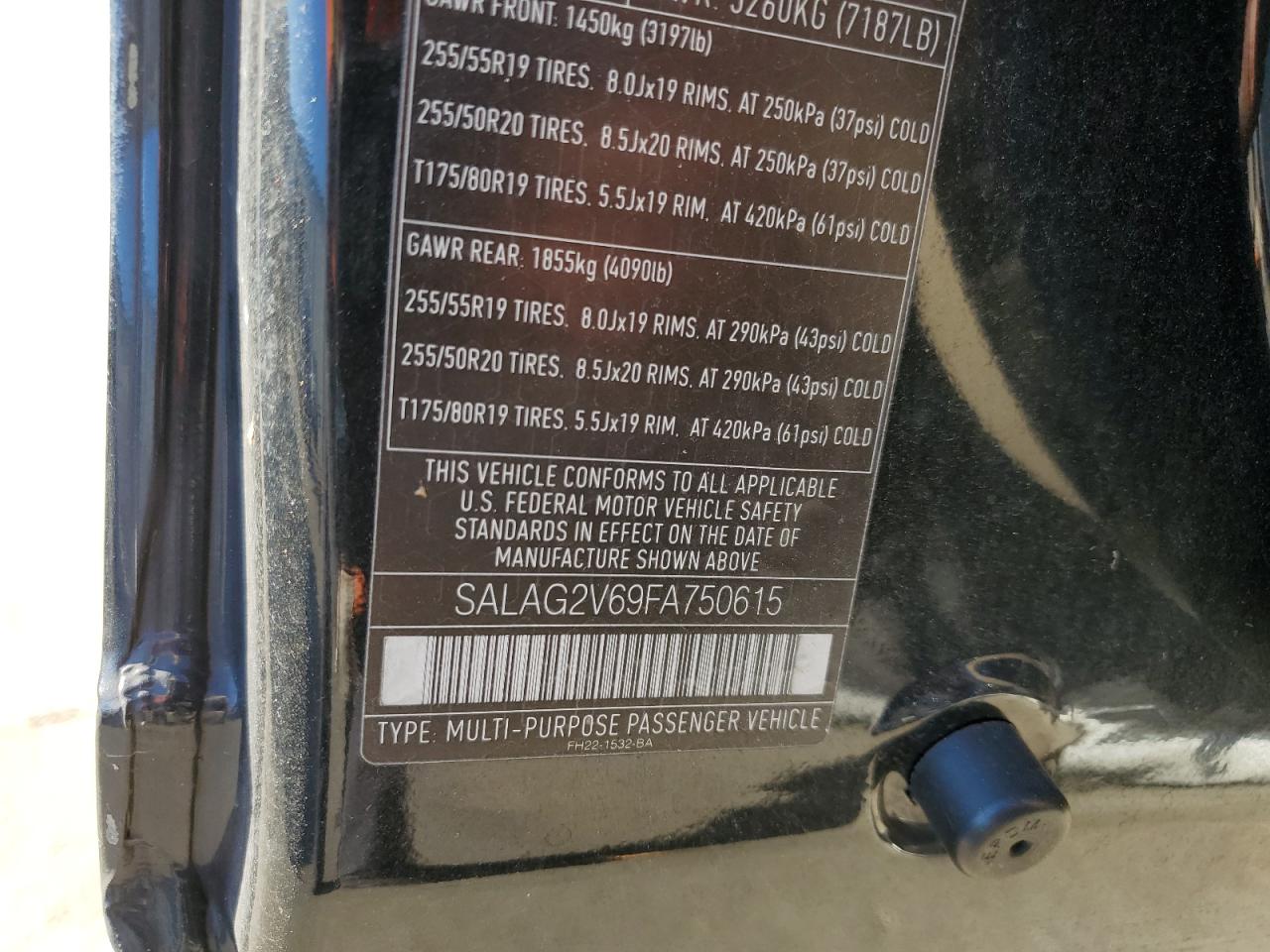 2015 Land Rover LR4 VIN SALAG2V69FA750615 Copart auction photo, mechanical damage thumbnail 13