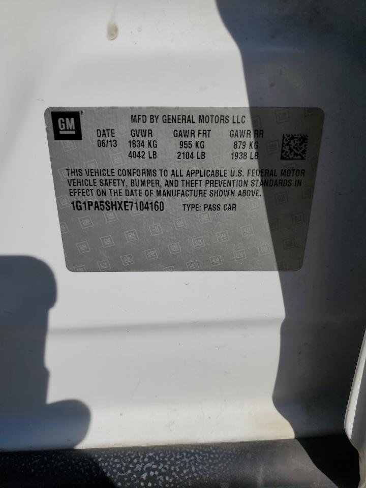 2014 Chevrolet Cruze VIN 1G1PA5SHXE7104160 Copart auction photo, rear end damage thumbnail 13