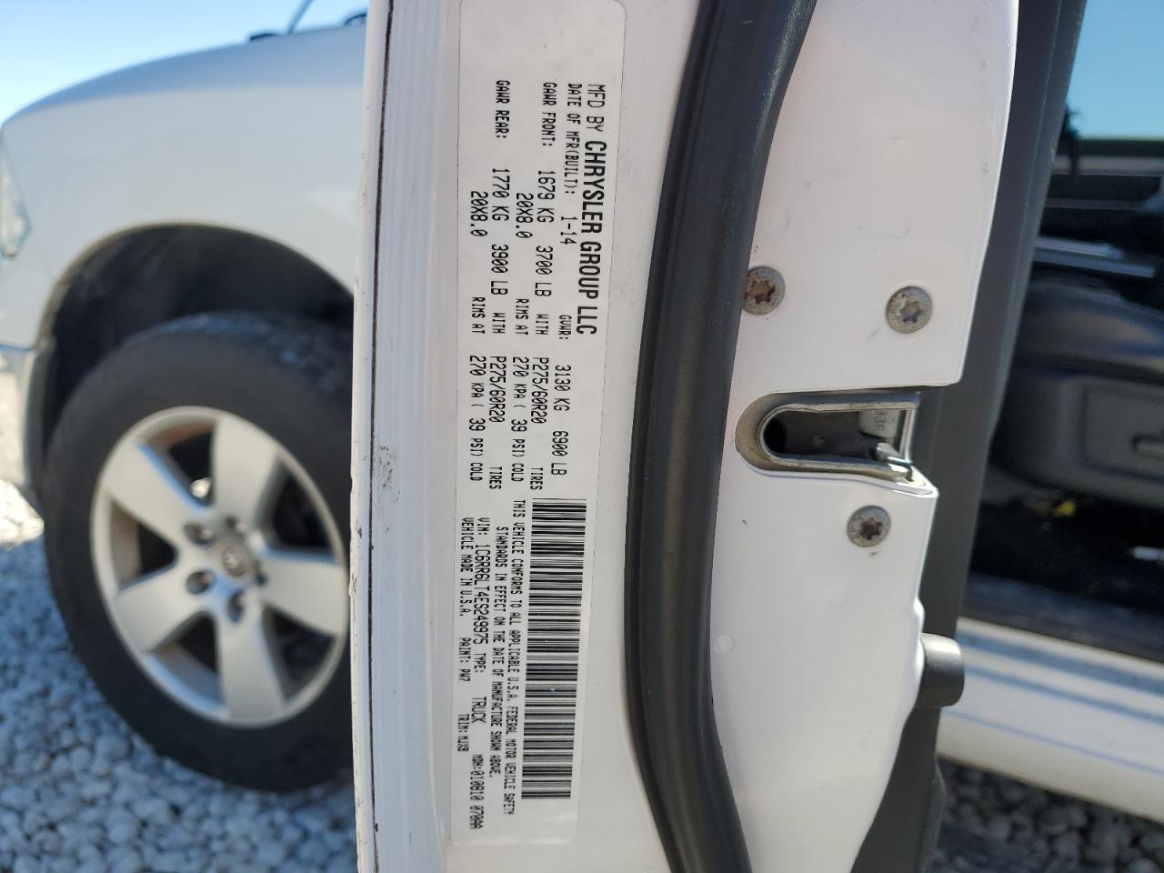 2014 RAM 1500 VIN 1C6RR6LT4ES249975 Copart auction photo, normal wear damage thumbnail 12