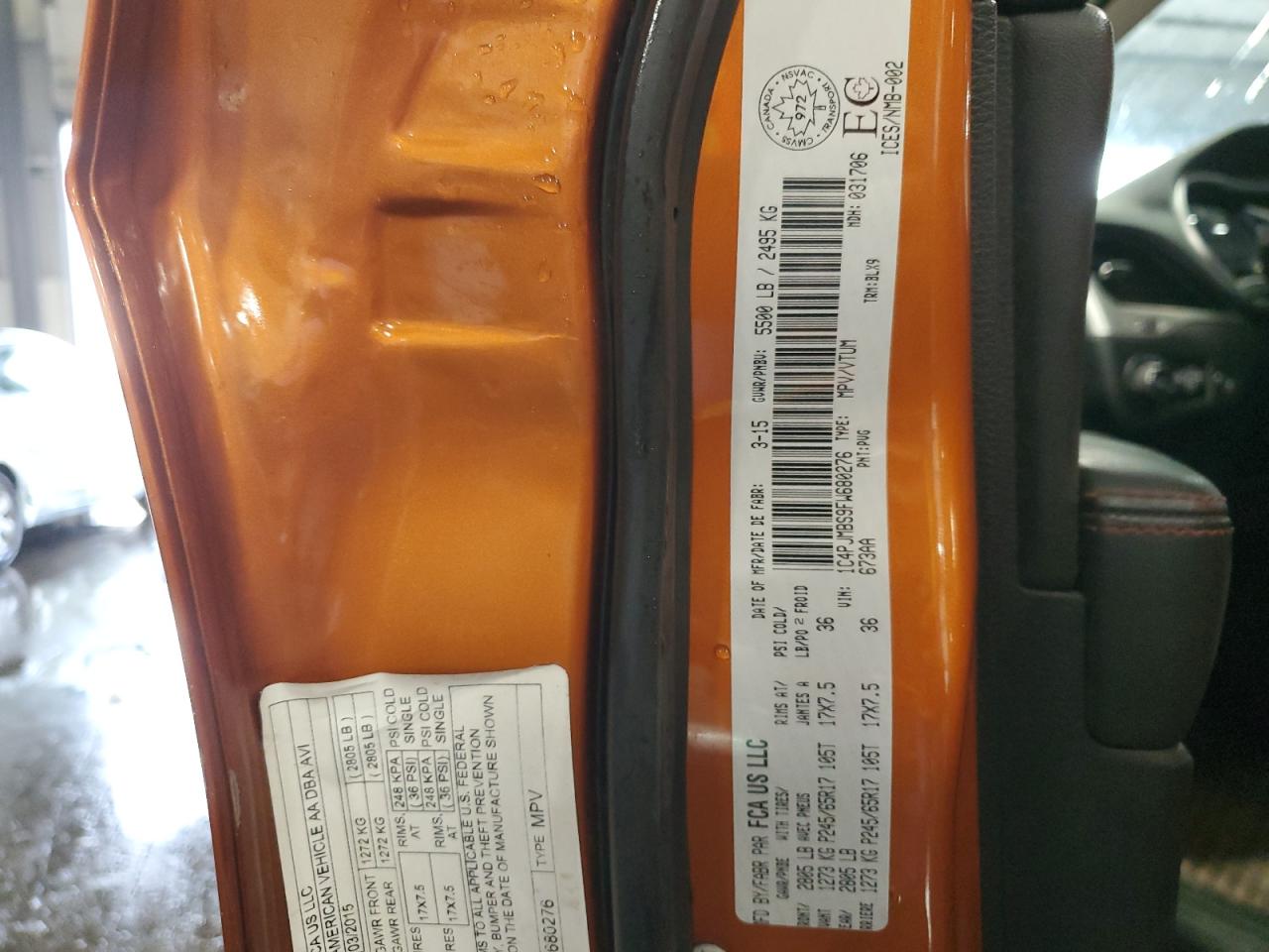 2015 Jeep Cherokee VIN 1C4PJMBS9FW680276 Copart auction photo, front end damage thumbnail 14