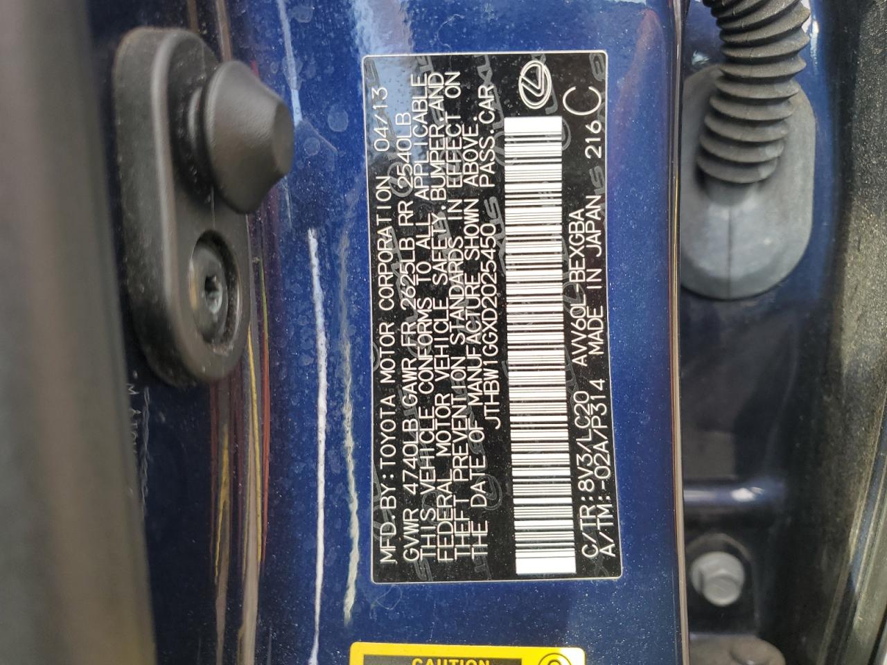 2013 Lexus ES VIN JTHBW1GGXD2025450 Copart auction photo, undercarriage / front end damage thumbnail 12