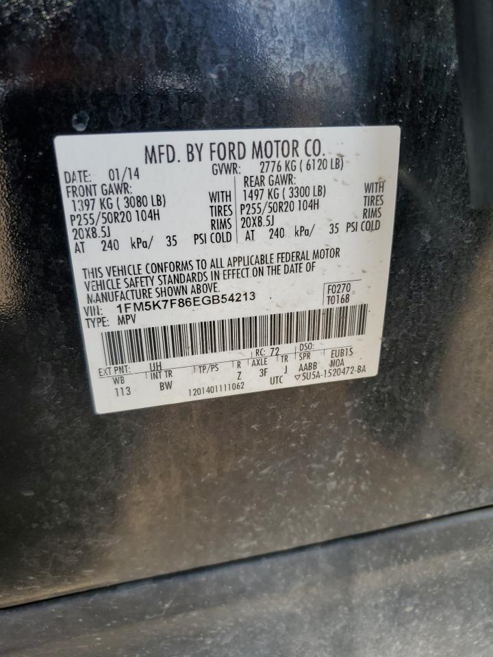 2014 Ford Explorer VIN 1FM5K7F86EGB54213 Copart auction photo, front end / minor dent/scratches damage thumbnail 15