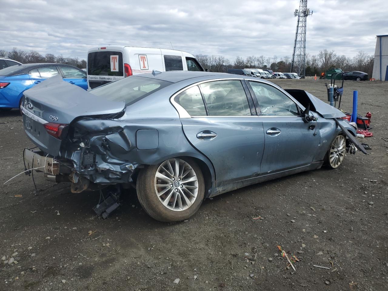 2020 Infiniti Q50 VIN JN1EV7AR1LM254426 Copart auction photo, undercarriage / all over damage thumbnail 3