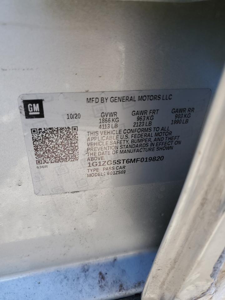 2021 Chevrolet Malibu VIN 1G1ZG5ST6MF019820 Copart auction photo, side damage thumbnail 12