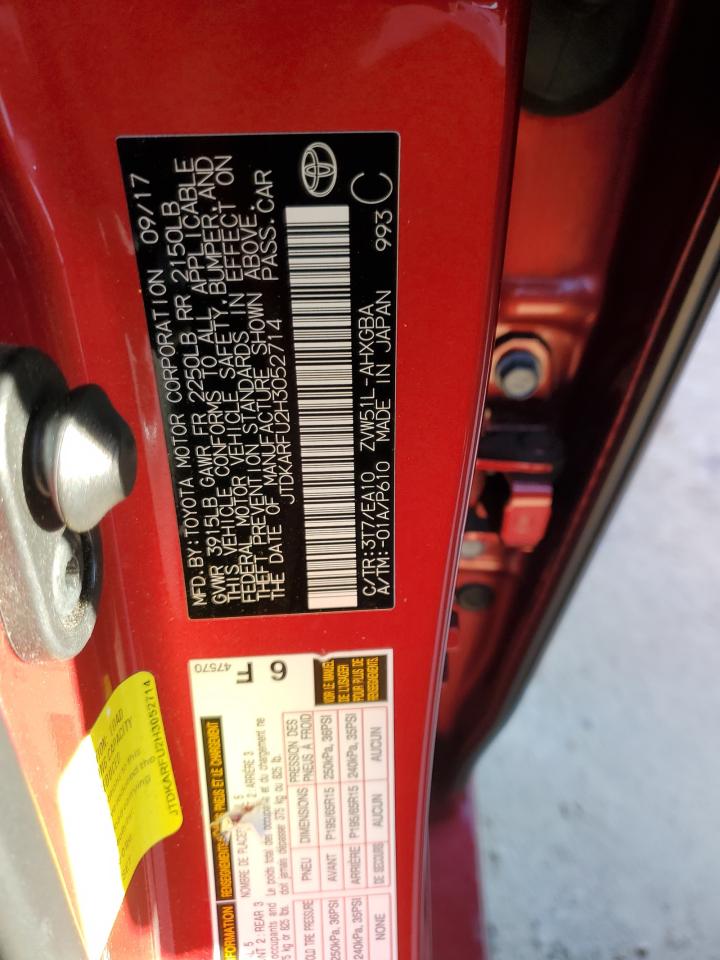 2017 Toyota Prius VIN JTDKARFU2H3052714 Copart auction photo, front end / minor dent/scratches damage thumbnail 13