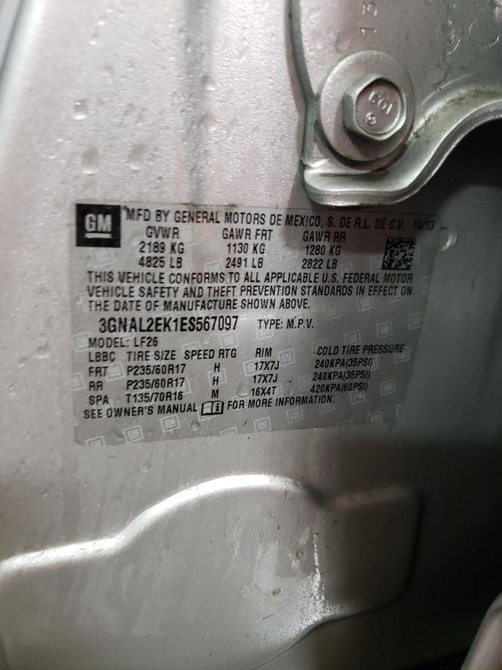 2014 Chevrolet Captiva VIN 3GNAL2EK1ES567097 Copart auction photo, front end damage thumbnail 12