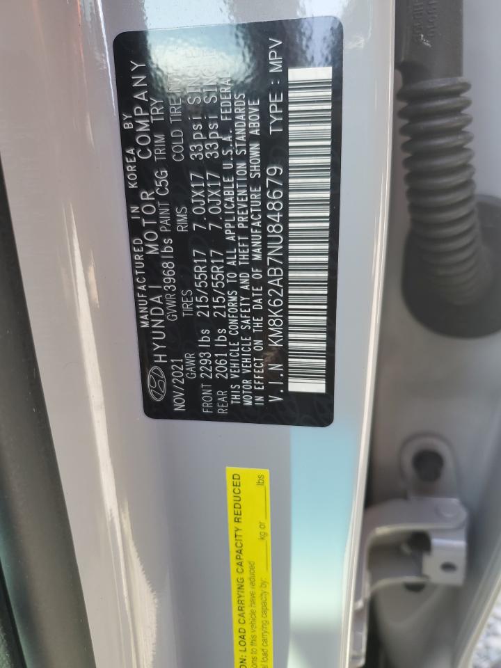 2022 Hyundai Kona VIN KM8K62AB7NU848679 Copart auction photo, front end damage thumbnail 12