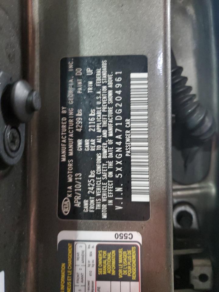 2013 KIA Optima VIN 5XXGN4A71DG204961 Copart auction photo, side / front end damage thumbnail 14