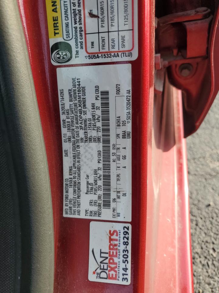 2011 Ford Fiesta VIN 3FADP4BJ6BM180441 Copart auction photo, front end damage thumbnail 14